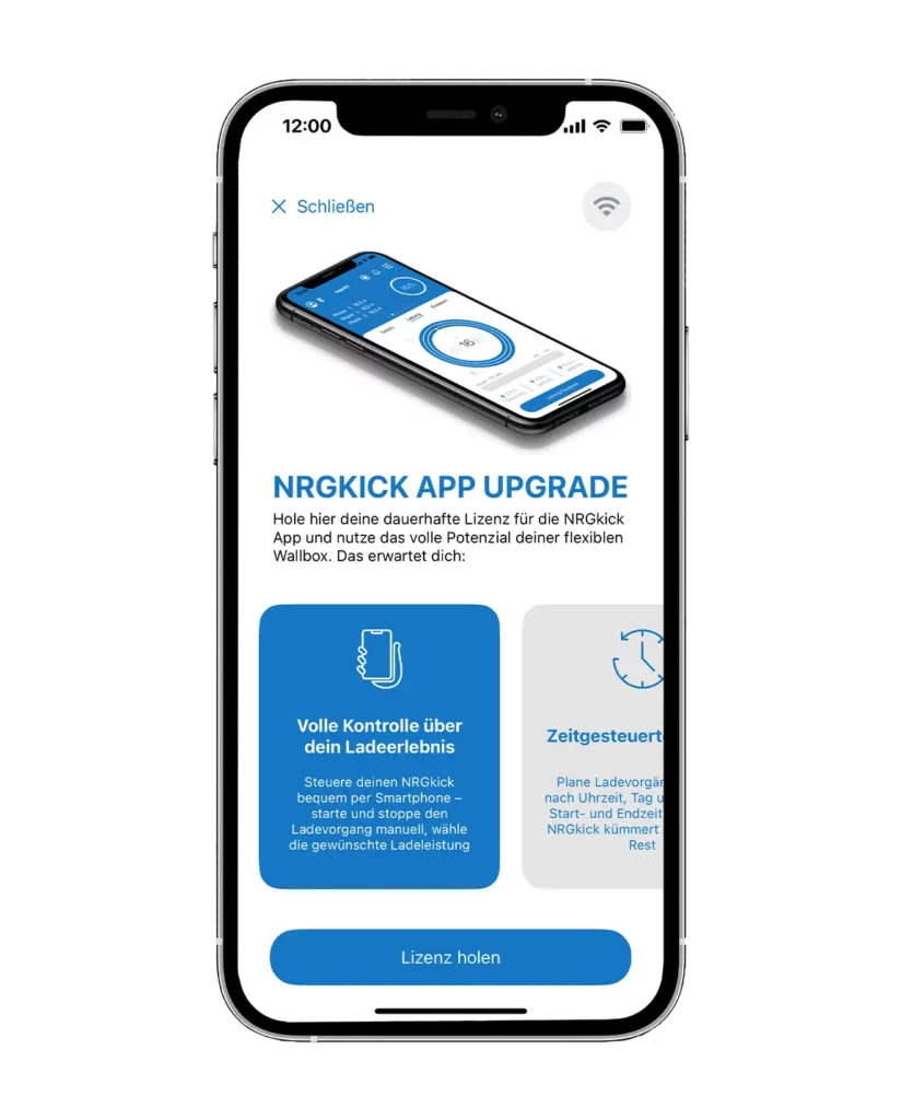 Screenshots zeigt NRGkick-App Upgrade.