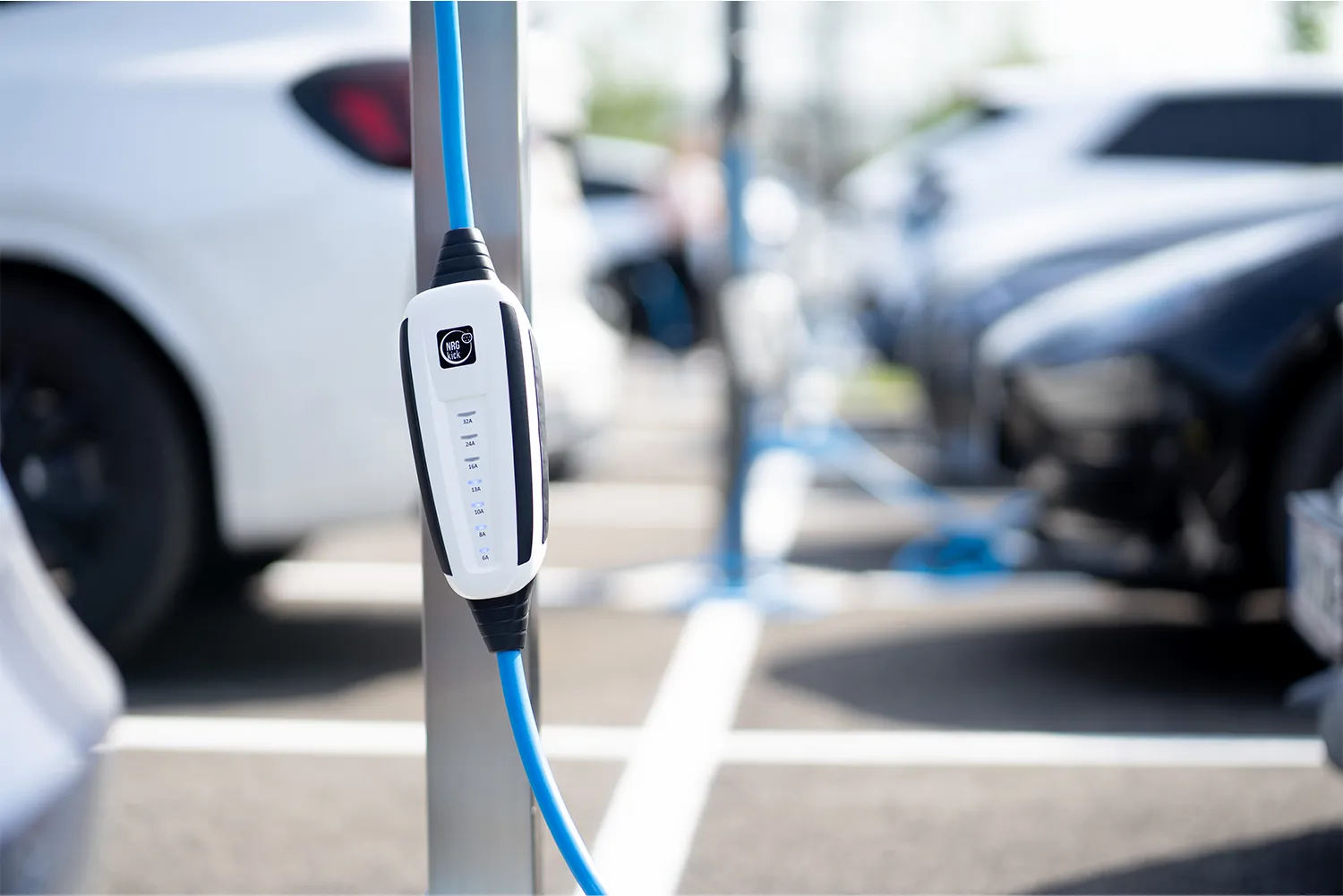 Charging the electric cars in the fleet with the NRGkick mobile wallbox.