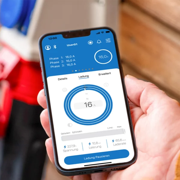 NRGkick 16A mobile Wallbox wird mit der NRGkick App gesteuert.