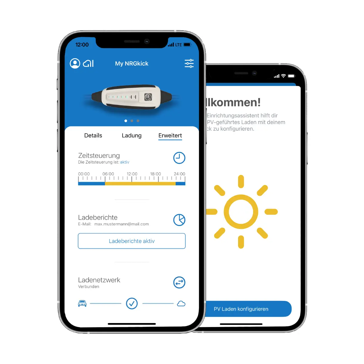 App Screenshots der NRGkick App