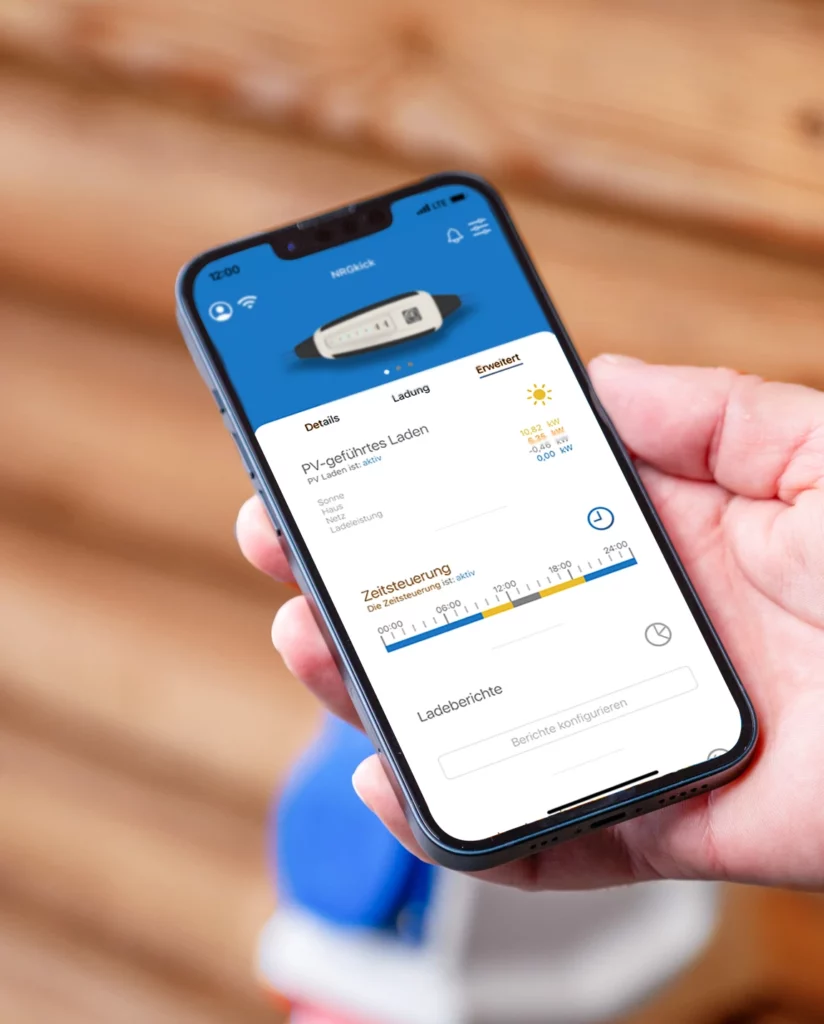 L'application NRGkick visualise la charge Pv avec la Wallbox 11 kW pour voiture électrique.